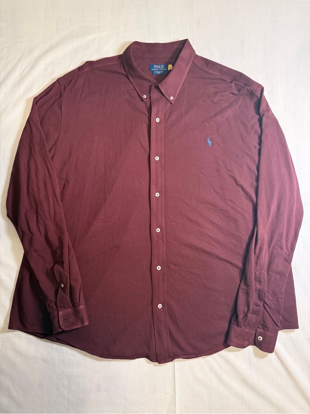 Polo Ralph Lauren Featherweight Mesh Button Down Shirt Mens 3XL Burgundy Maroon
